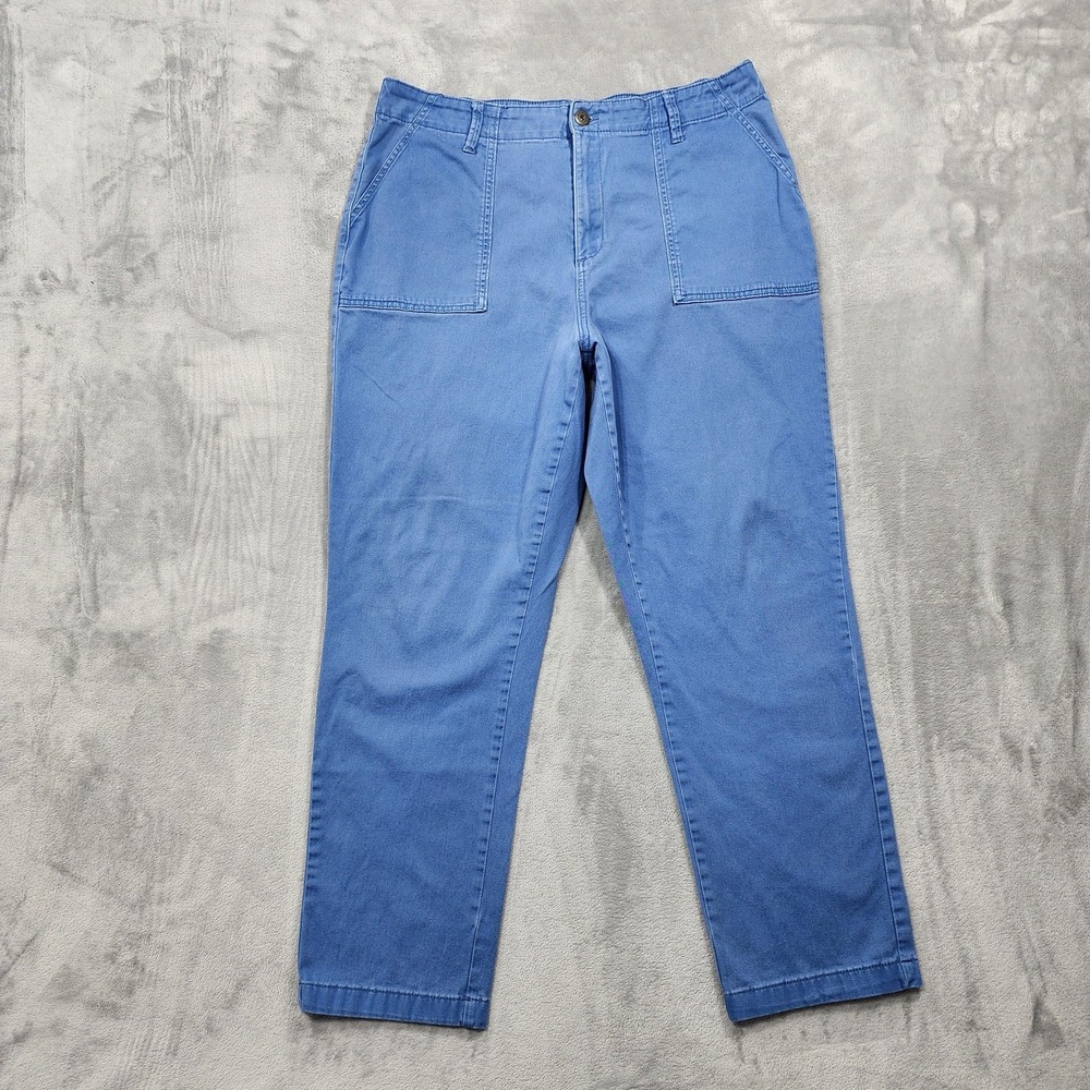 St. John's Bay Pants Womens 18 Blue Twill Chino Elastic Waist Stretch Casual